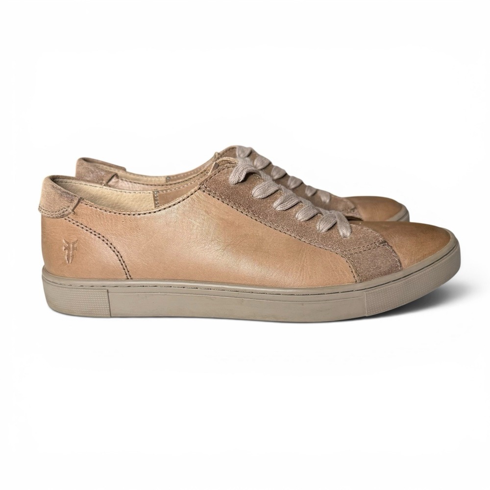 FRYE Gemma Ivy Low Lace Sneaker Taupe Brown Casual Leather Shoe Women's 9‎ M